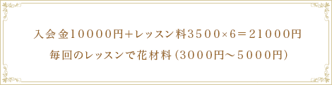 入会金１００００円＋レッスン料３５００×６＝２１０００円